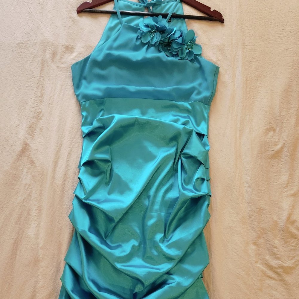 Vintage satiny midi halter style dress